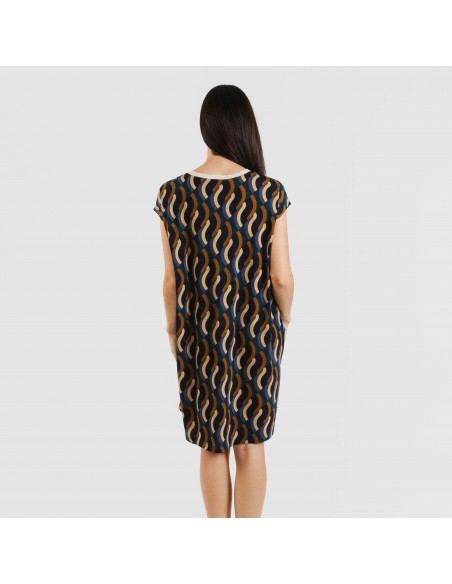 Vestido corto manga fluida crepe Roser