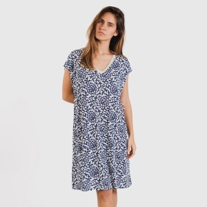 Vestido corto manga fluida soft Meritxell azul marino 2