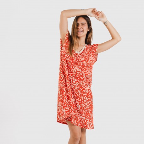 Vestido corto manga fluida soft Miquela teja