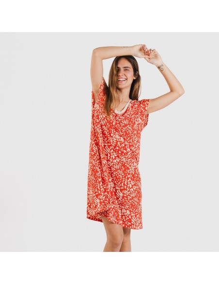 Vestido corto manga fluida soft Miquela teja