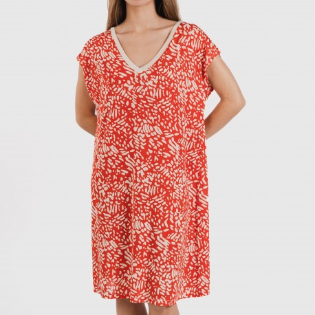 Vestido corto manga fluida soft Miquela teja