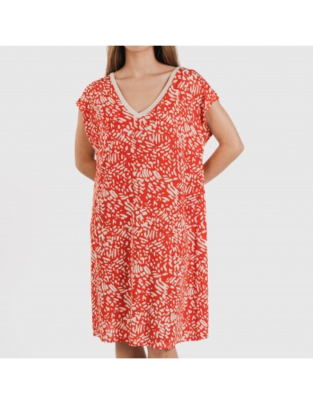 Vestido corto manga fluida soft Miquela teja