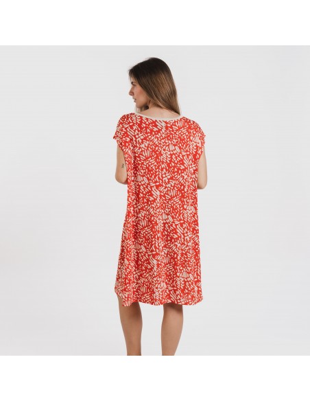 Vestido corto manga fluida soft Miquela teja