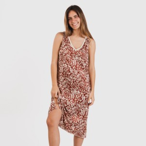 Vestido midi tirantes soft Miquela marrón