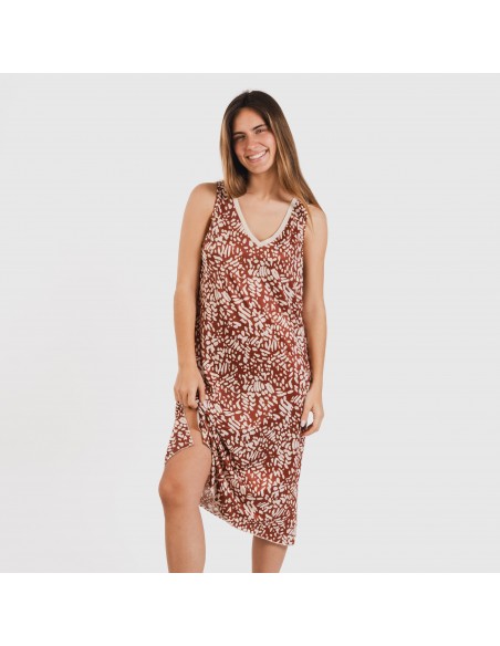 Vestido midi tirantes soft Miquela marrón