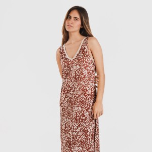 Vestido midi tirantes soft Miquela marrón 2
