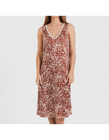 Vestido midi tirantes soft Miquela marrón