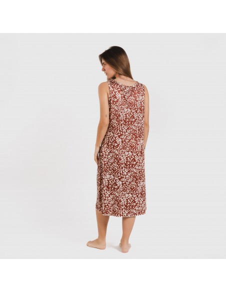 Vestido midi tirantes soft Miquela marrón