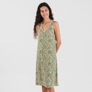 Vestido midi tirantes soft Meritxell verde caceria