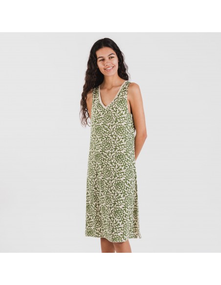 Vestido midi tirantes soft Meritxell verde caceria