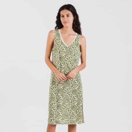Vestido midi tirantes soft Meritxell verde caceria