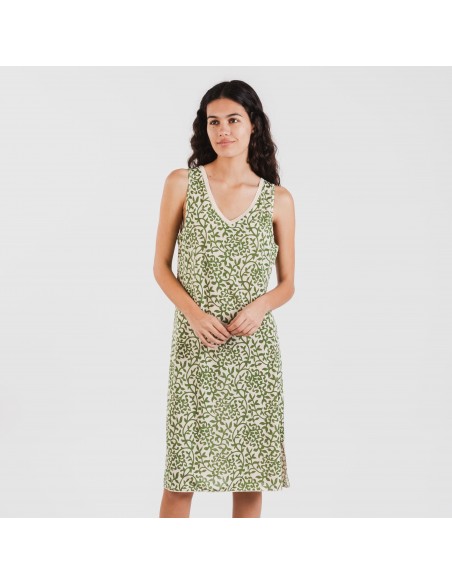 Vestido midi tirantes soft Meritxell verde caceria