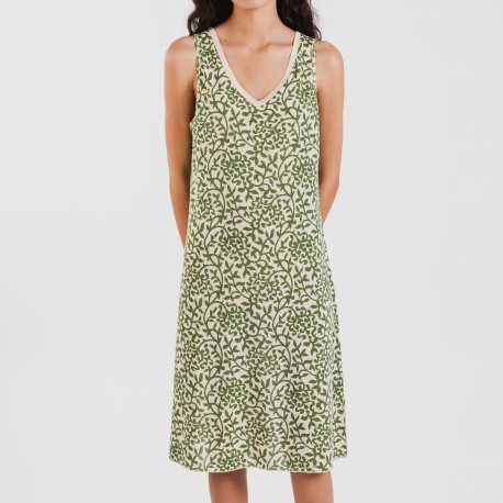 Vestido midi tirantes soft Meritxell verde caceria