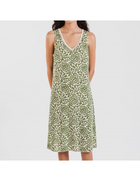 Vestido midi tirantes soft Meritxell verde caceria