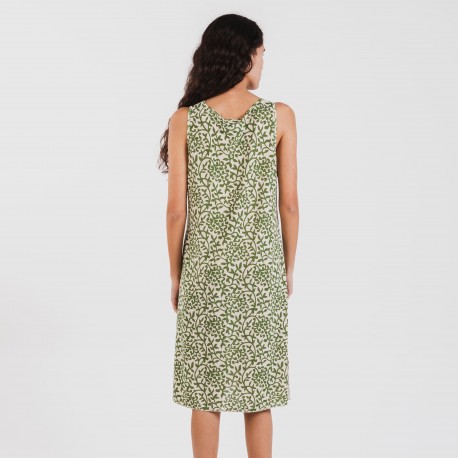 Vestido midi tirantes soft Meritxell verde caceria