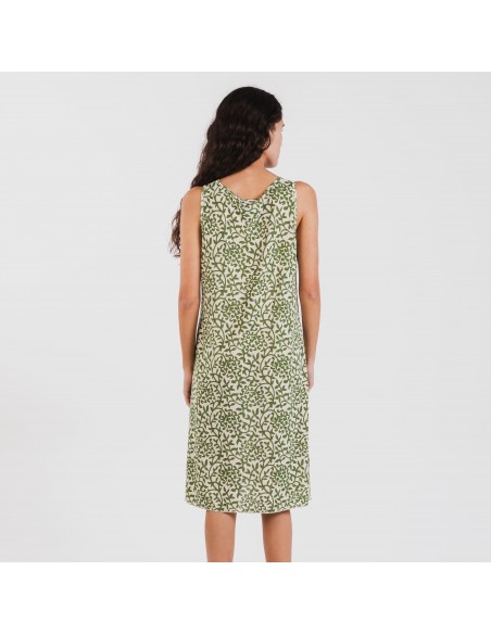 Vestido midi tirantes soft Meritxell verde caceria