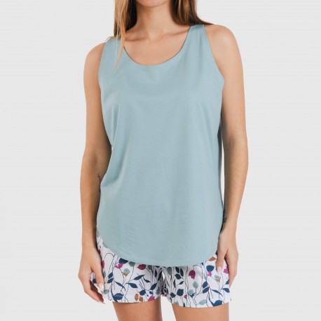 Pijama corto algodón Maura verde agua