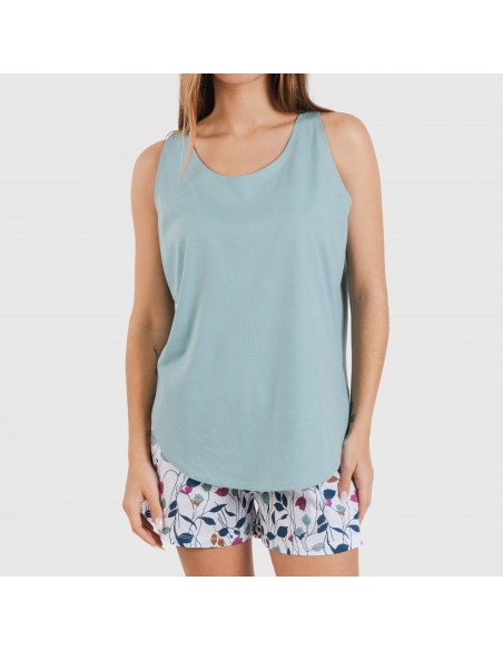 Pijama corto algodón Maura verde agua