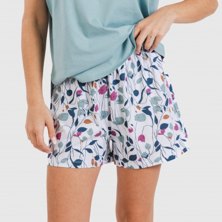 Pijama corto algodón Maura verde agua