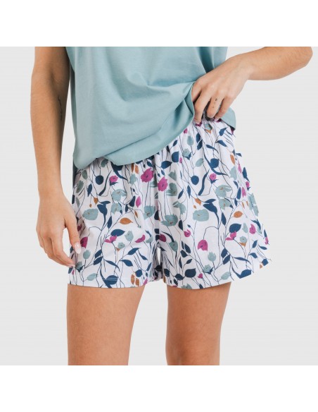 Pijama corto algodón Maura verde agua