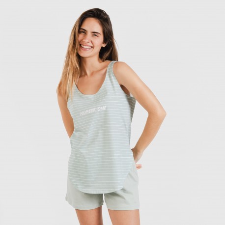 Pijama corto algodón Denis verde tiffany