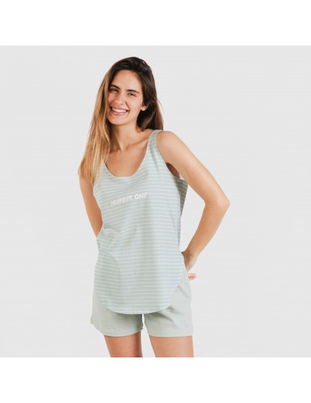 Pijama corto algodón Denis verde tiffany