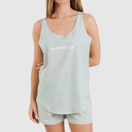 Pijama corto algodón Denis verde tiffany