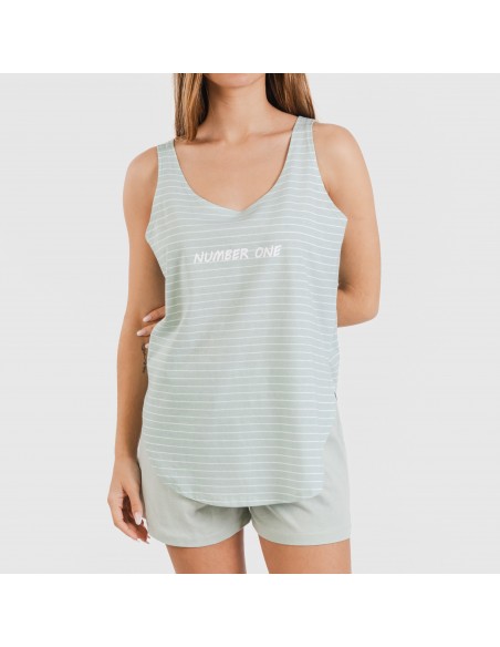 Pijama corto algodón Denis verde tiffany