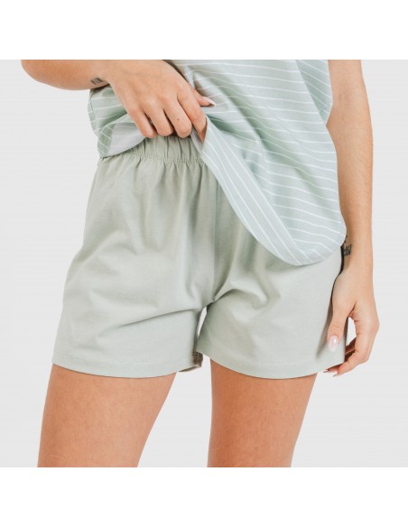 Pijama corto algodón Denis verde tiffany