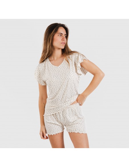 Pijama manga corta mujer soft Iris natural