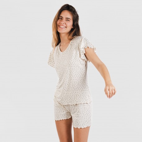 Pijama manga corta mujer soft Iris natural