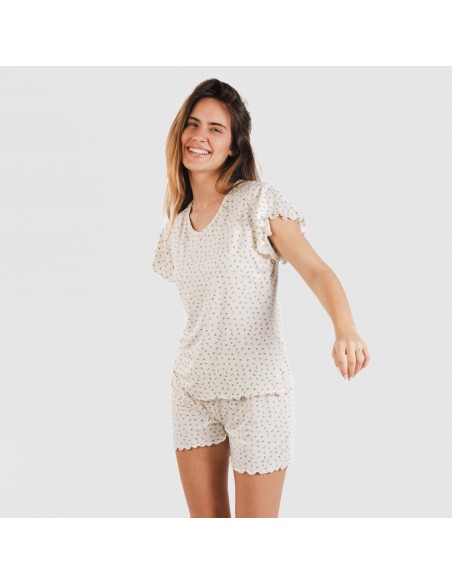 Pijama manga corta mujer soft Iris natural