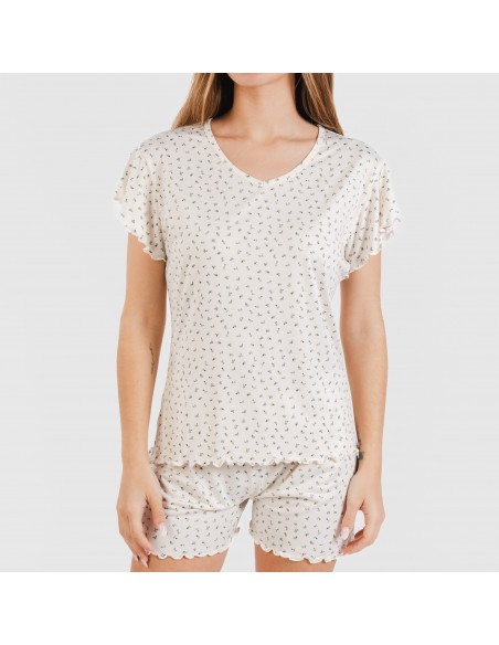 Pijama manga corta mujer soft Iris natural