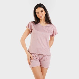 Pijama manga corta mujer soft Melanie malva