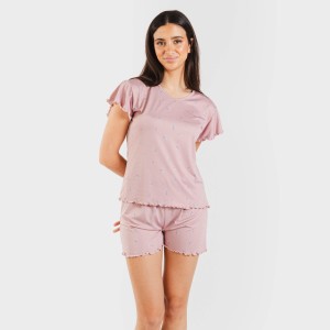 Pijama manga corta mujer soft Melanie malva 2