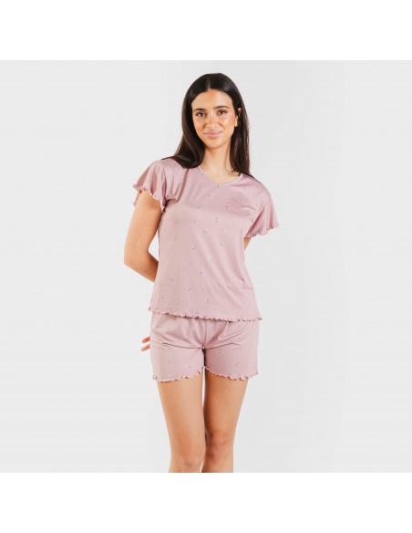 Pijama manga corta mujer soft Melanie malva