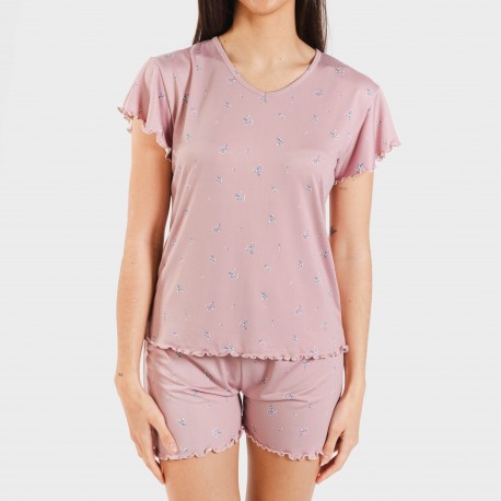 Pijama manga corta mujer soft Melanie malva