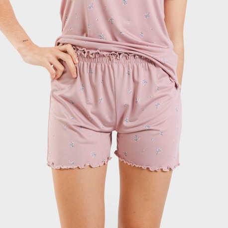Pijama manga corta mujer soft Melanie malva