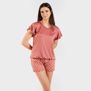 Pijama manga corta mujer soft Missy marsala