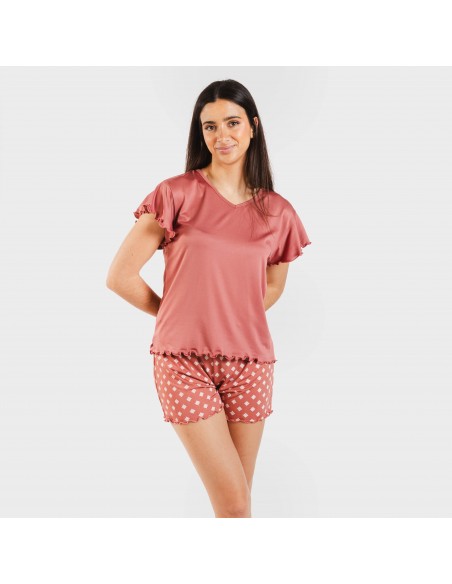 Pijama manga corta mujer soft Missy marsala