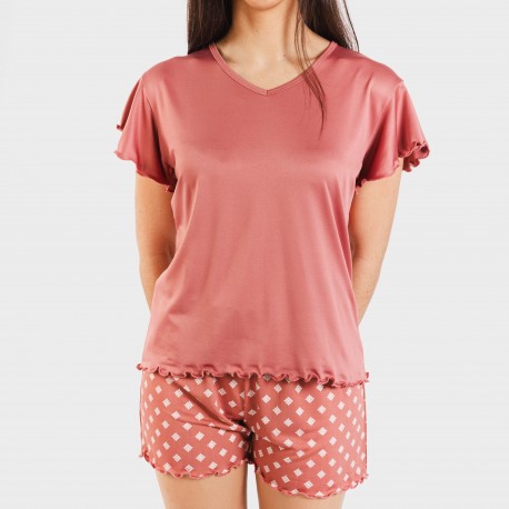 Pijama manga corta mujer soft Missy marsala