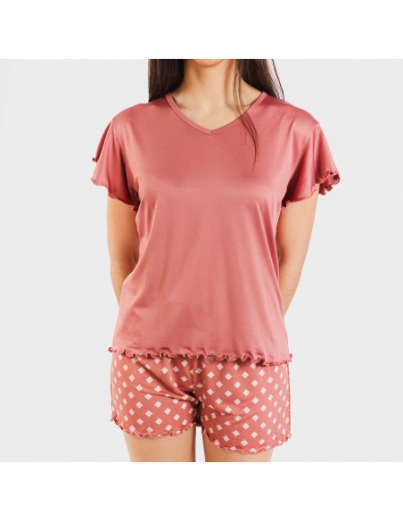 Pijama manga corta mujer soft Missy marsala