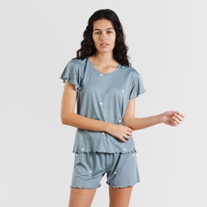 Pijama manga corta mujer soft Hearts indigo 2