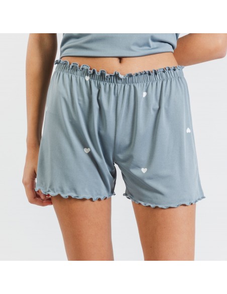 Pijama manga corta mujer soft Hearts indigo