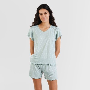 Pijama manga corta mujer soft Natalie verde tiffany