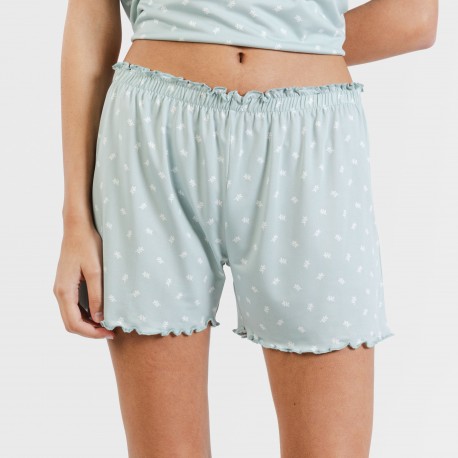 Pijama manga corta mujer soft Natalie verde tiffany
