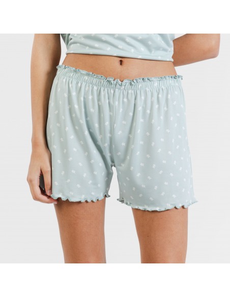 Pijama manga corta mujer soft Natalie verde tiffany