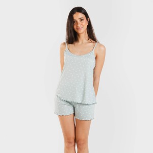Pijama tirantes mujer soft Natalie verde tiffany 2