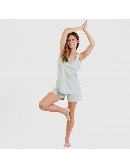 Pijama corto algodón Denis verde tiffany