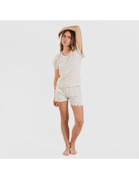 Pijama manga corta mujer soft Iris natural
